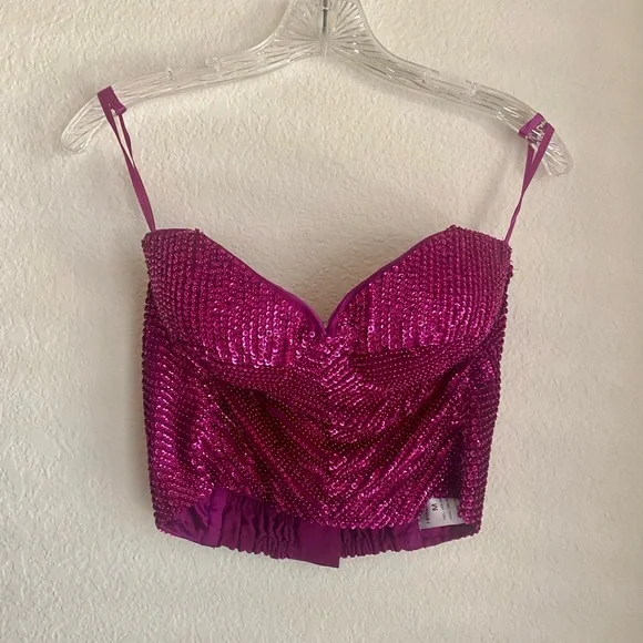 Retrofete Pink Beaded Bustier Top Size M - Picture 13 of 16